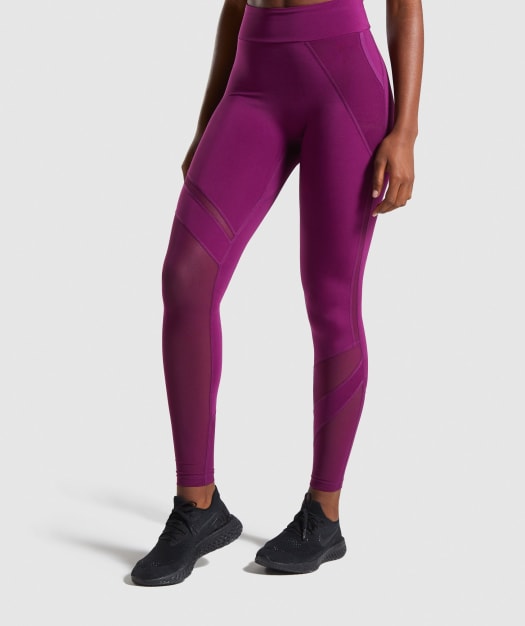 Gymshark Mesh Layer Leggings - Deep Magenta