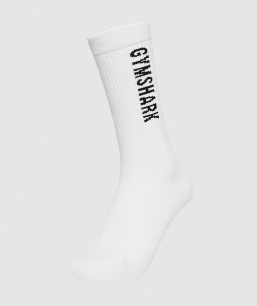 Gymshark Unisex Crew Socks (1pk) - White/Black