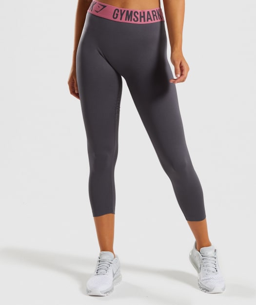 Gymshark Fit Cropped Leggings - Charcoal/Dusky Pink