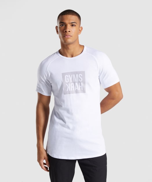 Gymshark Laundered Square Logo T-Shirt - White
