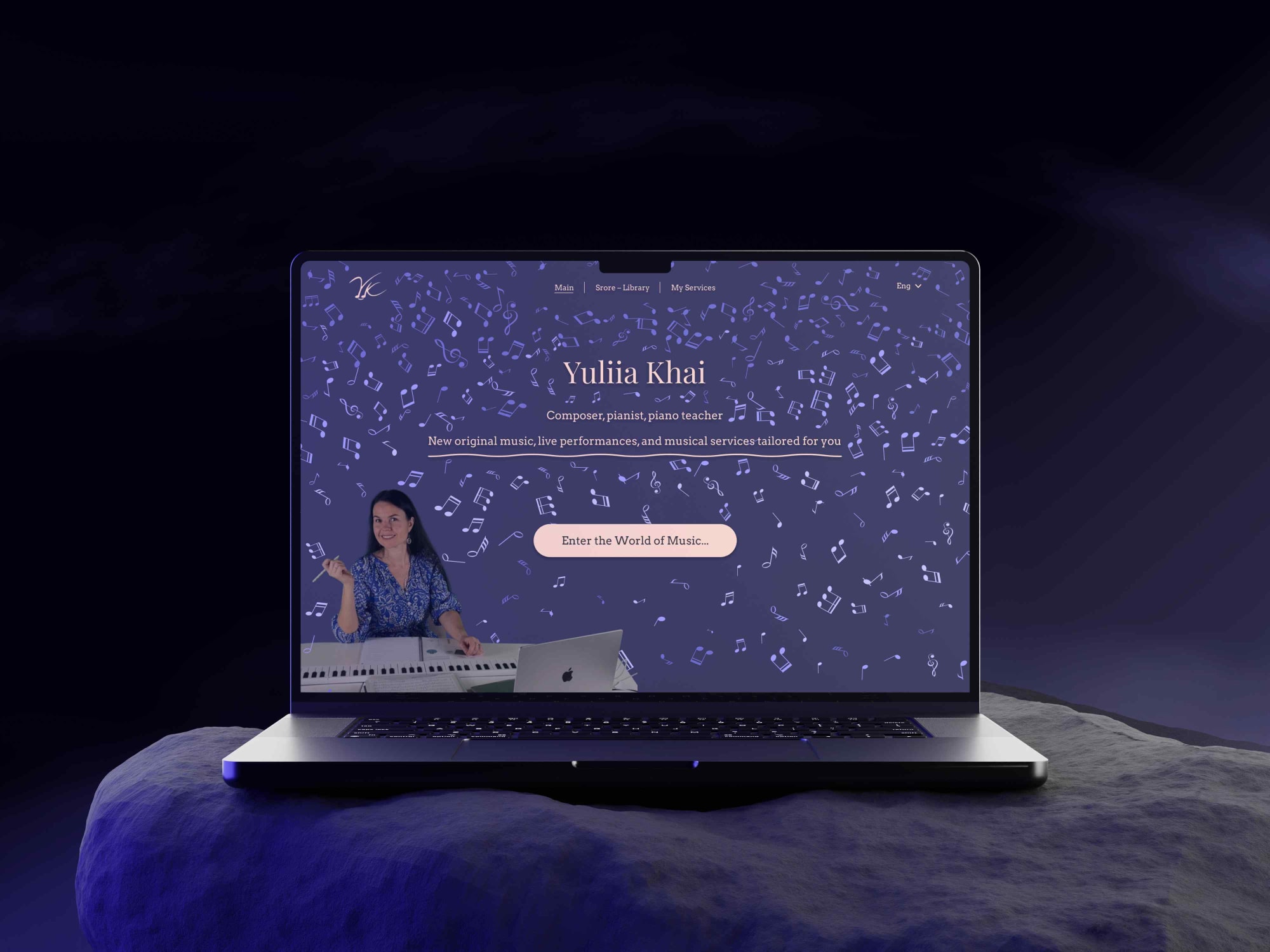 Composer website hero screen
