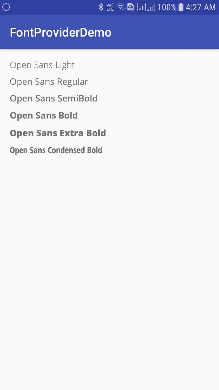 Final app showing multiple custom fonts applied