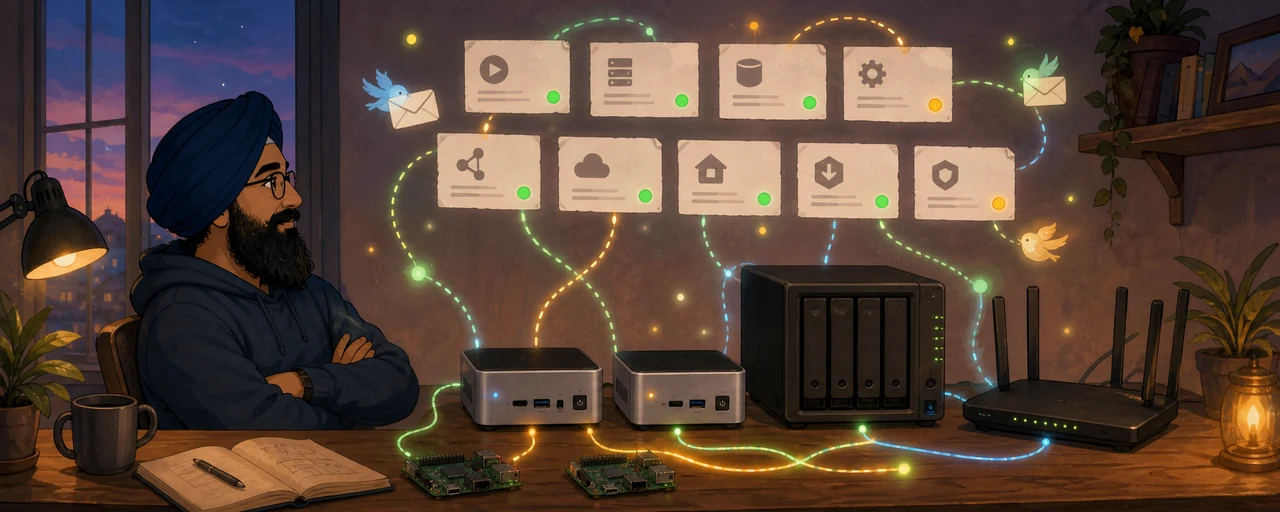 Orbiter dashboard showing 12 services with health status and latency