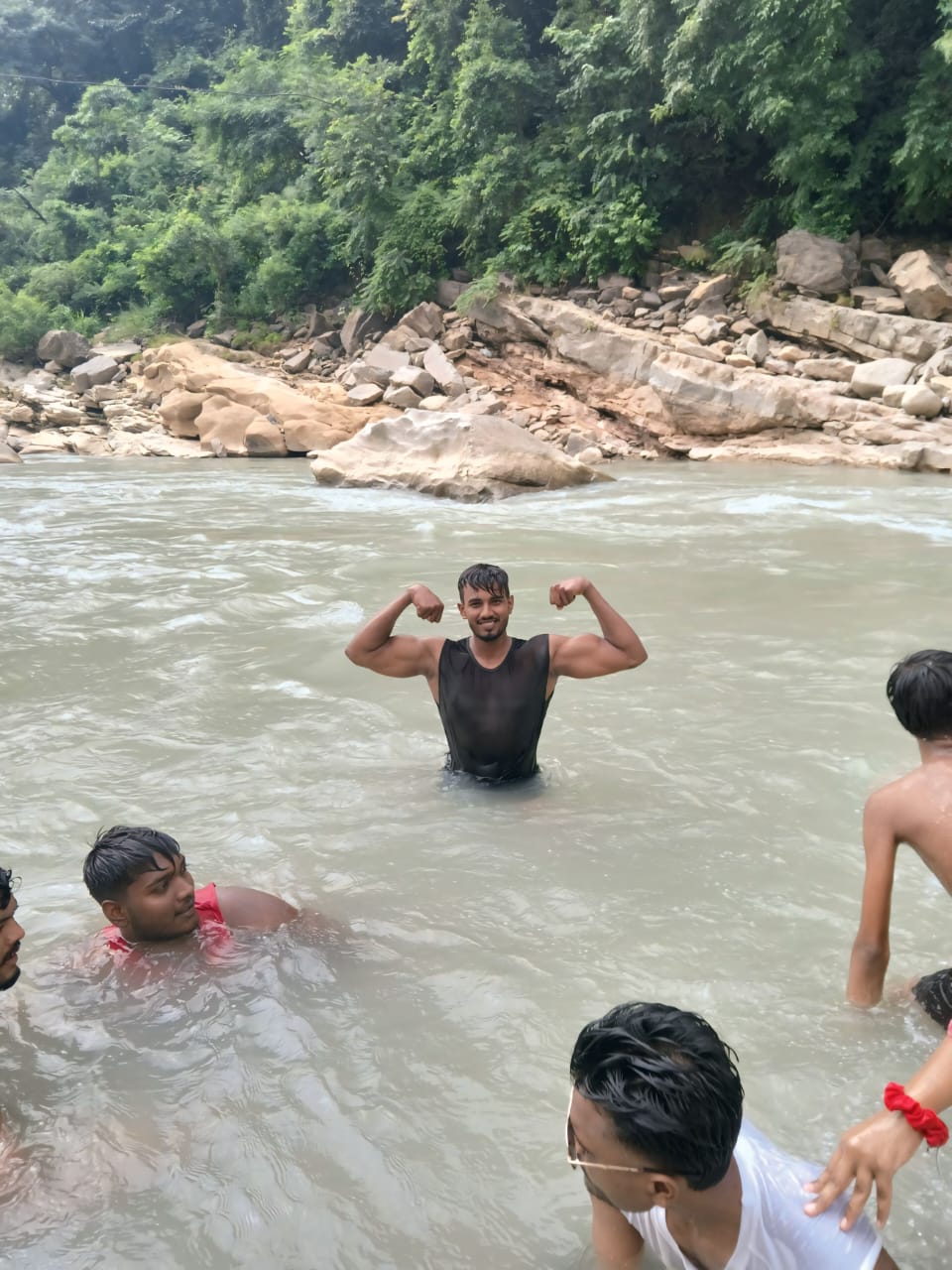 Bath in the mountain river