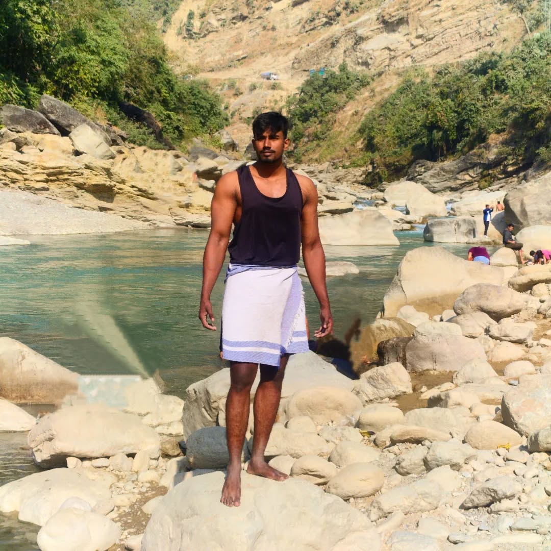 Bathing in the mountain river