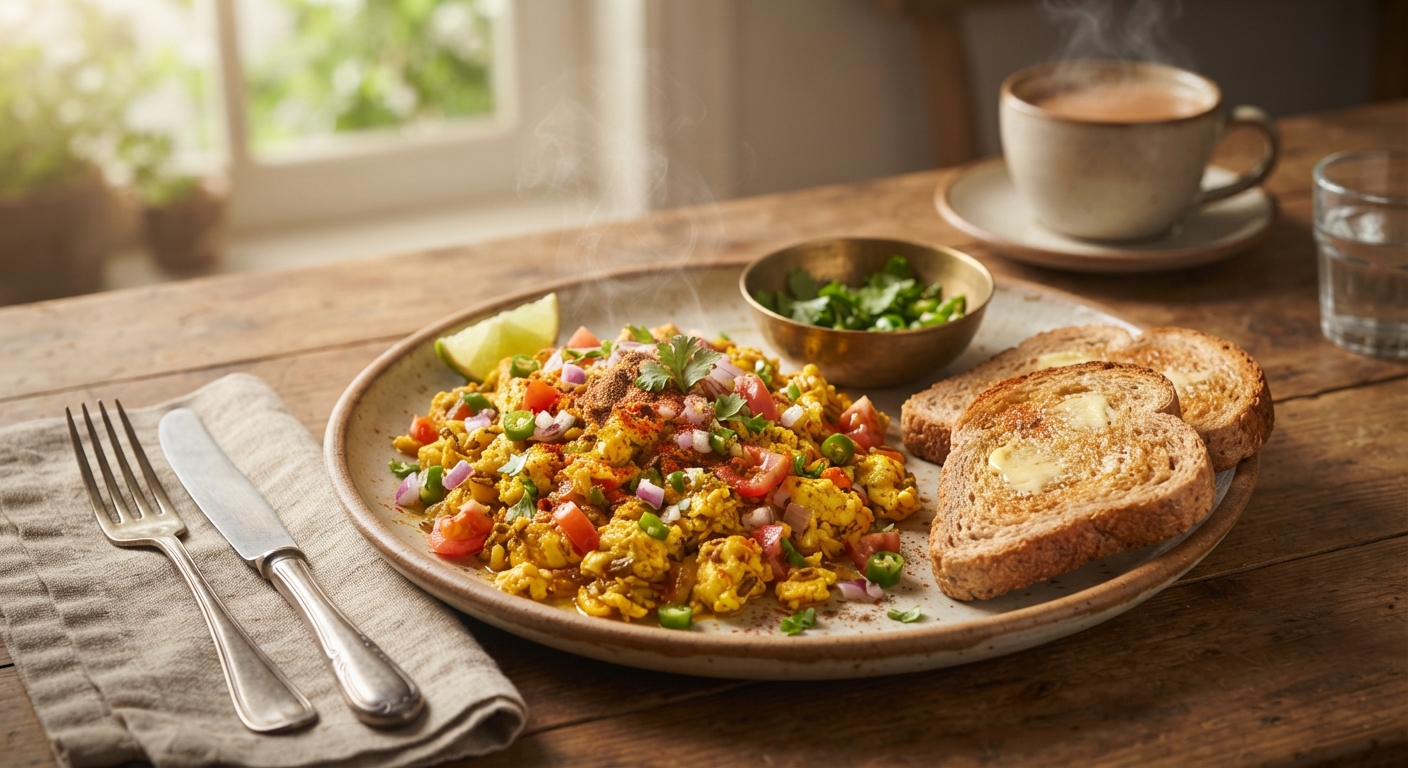 Masala Egg Bhurji with Whole Wheat Bread