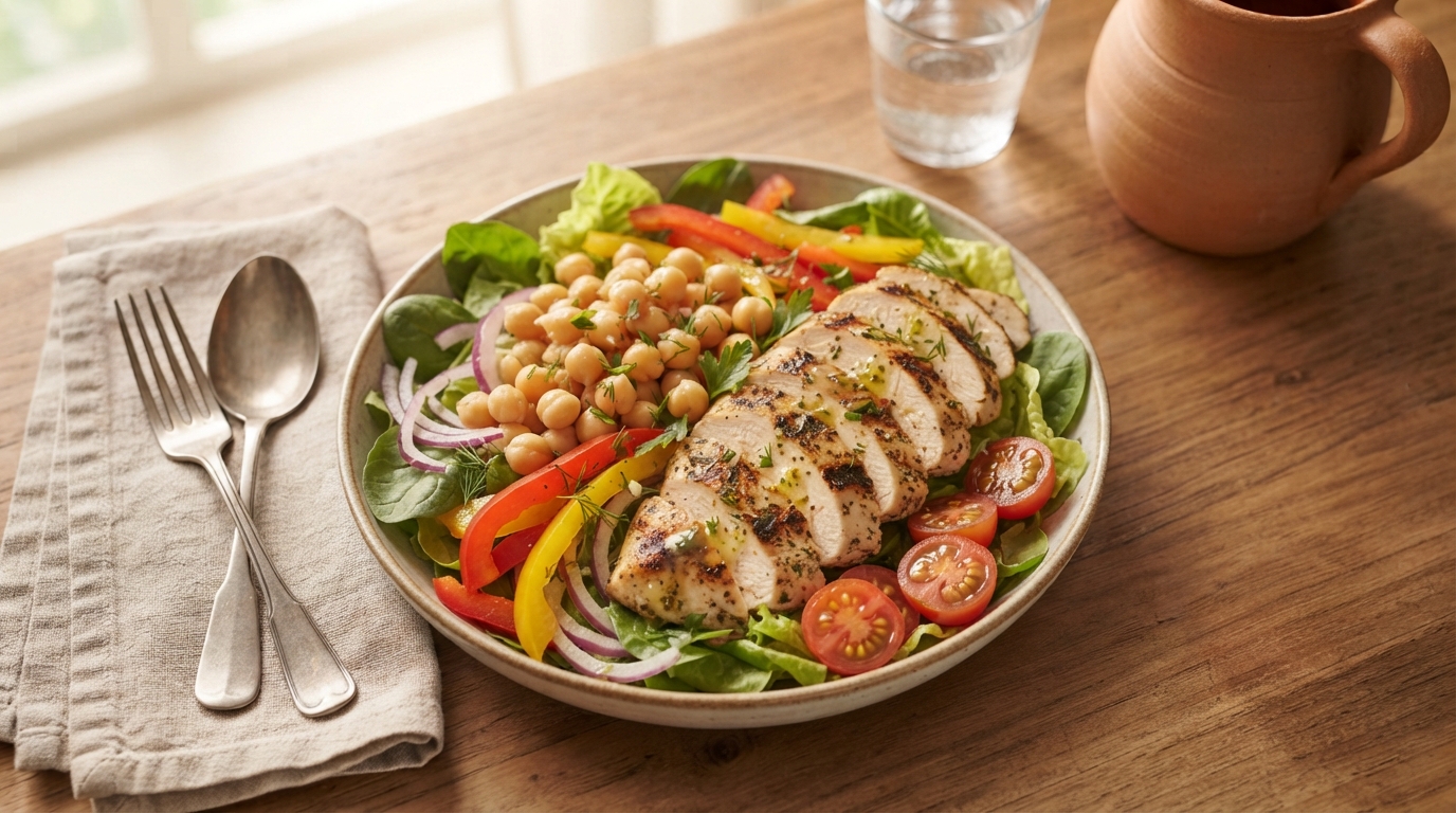Grilled Chicken Breast Salad with Chickpeas