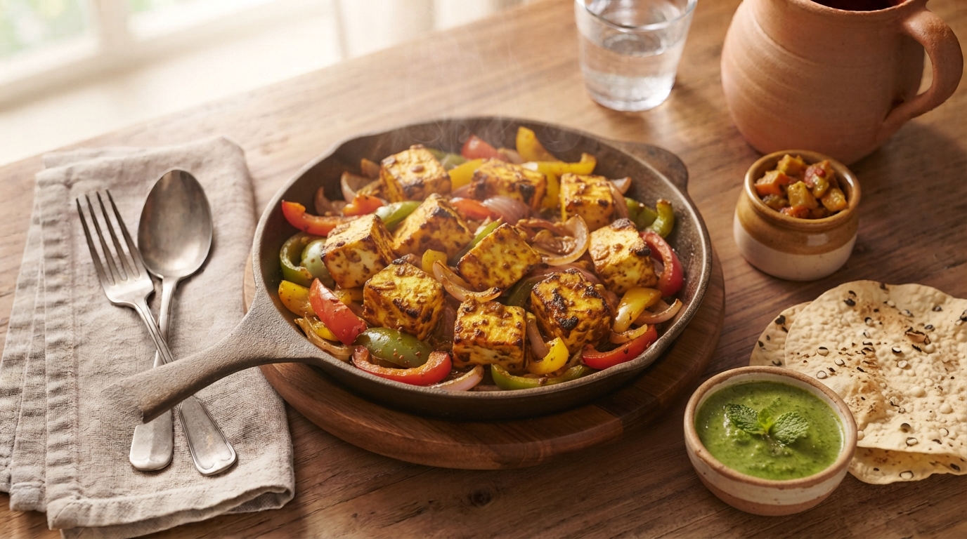 Paneer Tikka with Mint Chutney & Grilled Veggies