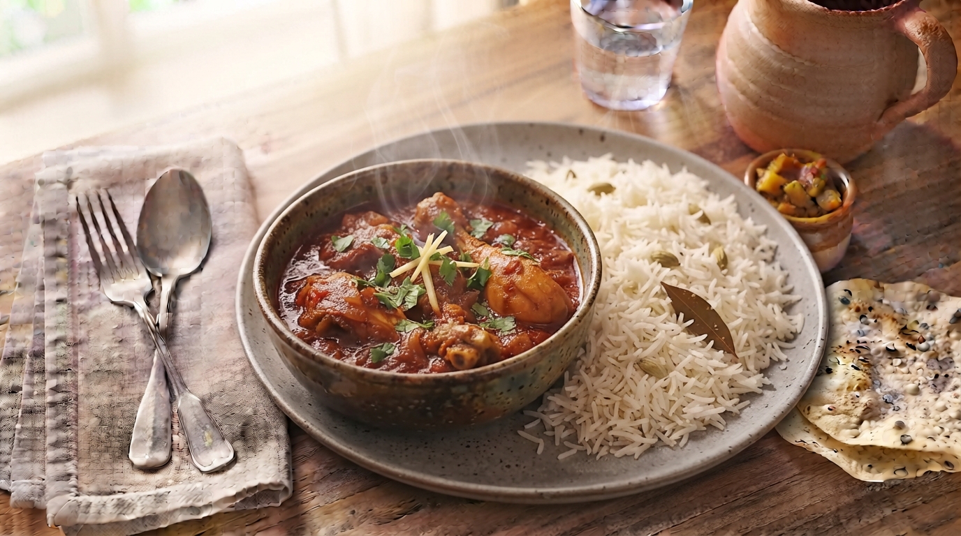 Homestyle Chicken Curry with Steamed Basmati Rice