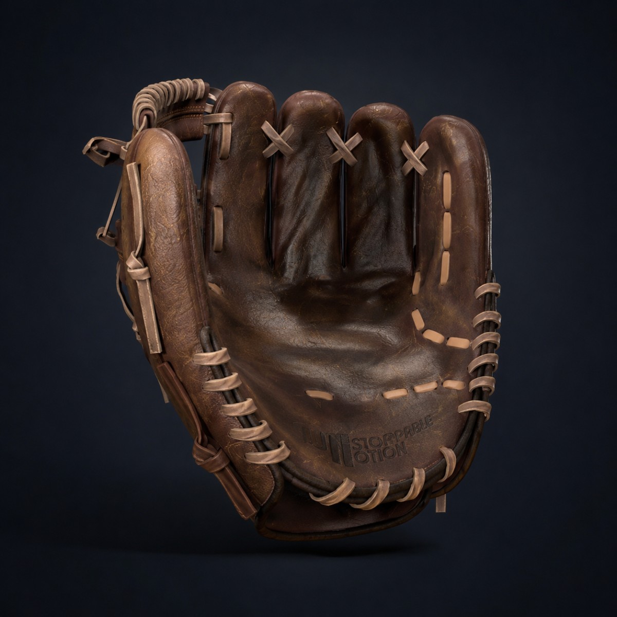 Interior palm view of the rendered baseball glove