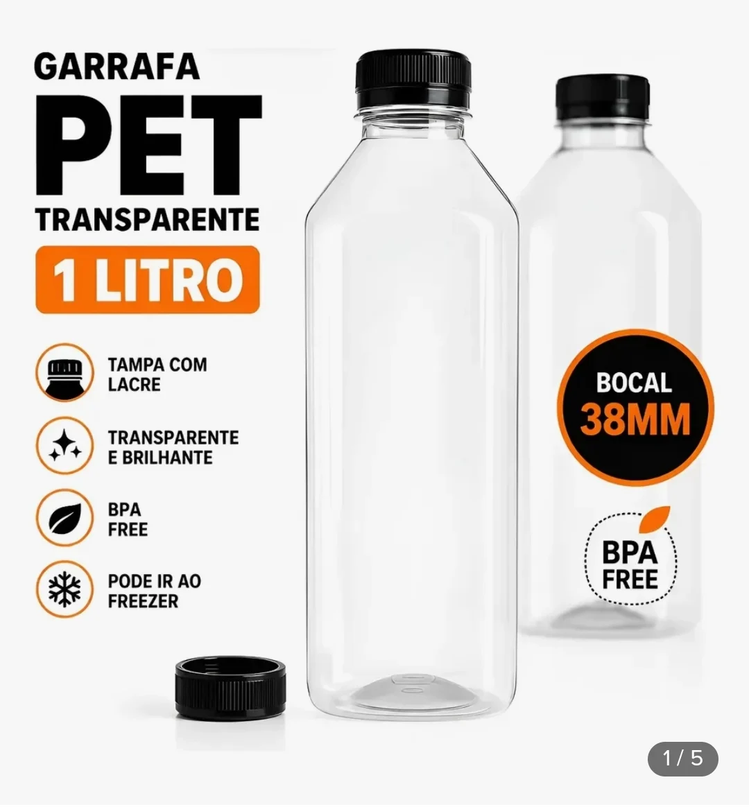 GARRAFA PET 1 LITRO QUADRADA