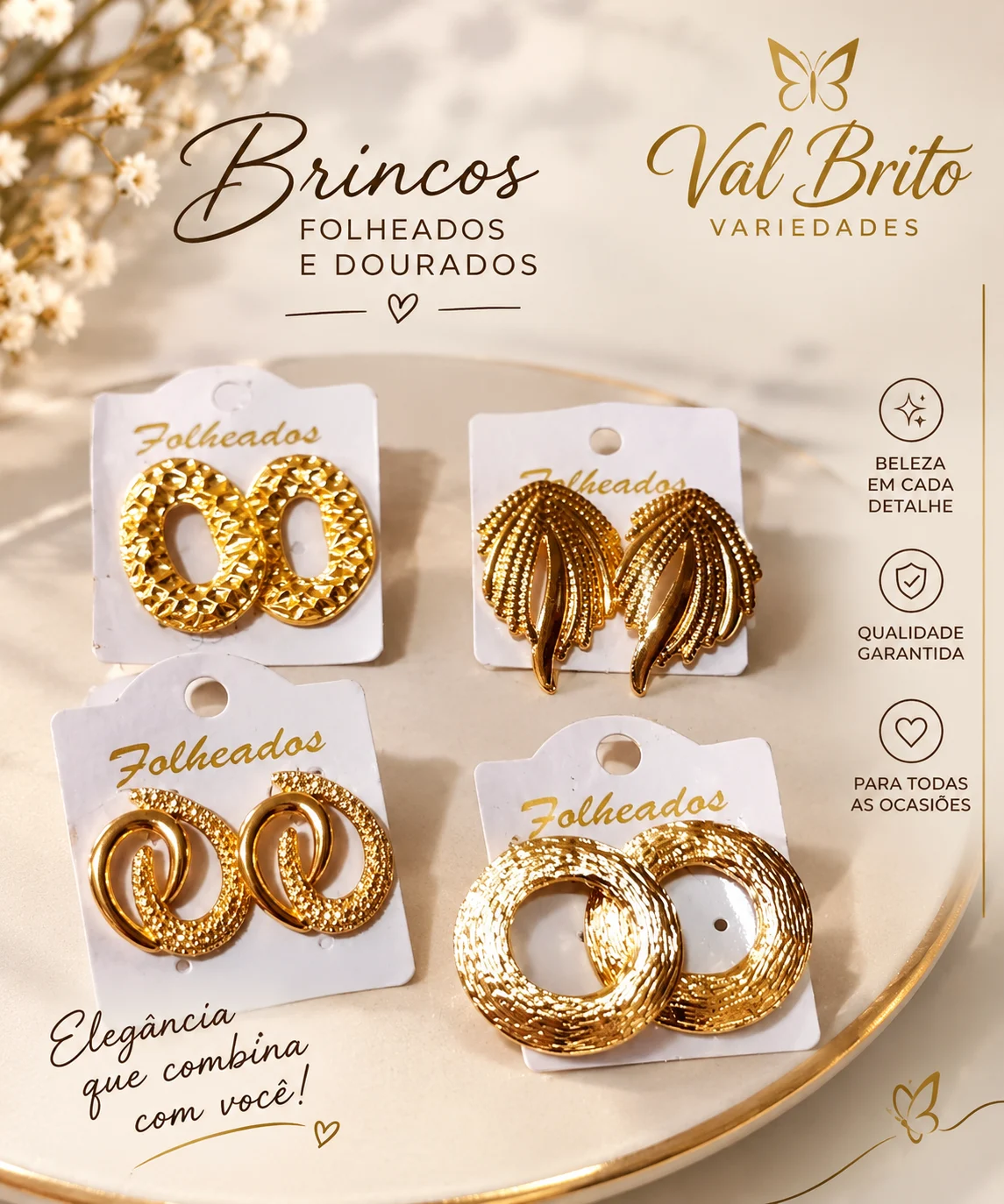 Brincos folheados