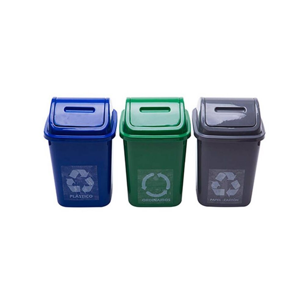 Set De 3 Papeleras Plásticas Para Residuos Con Tapa De 4.5 Lt