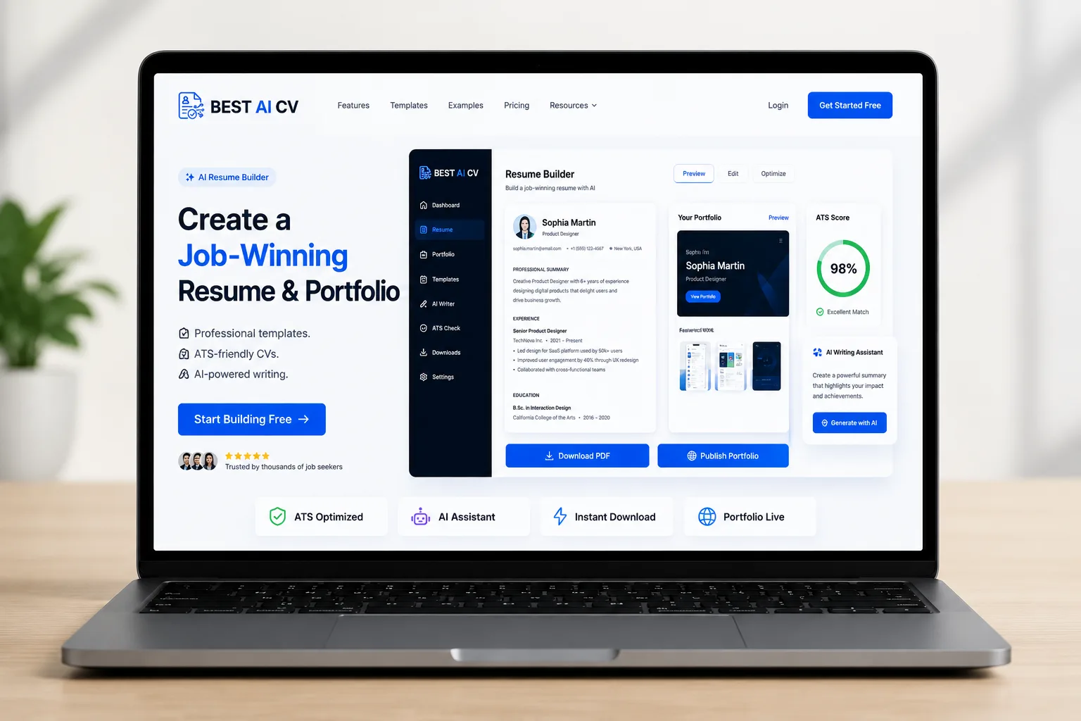 Best AI CV landing page hero