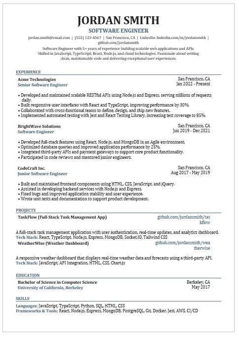 The ATS Career Pro Resume resume template preview
