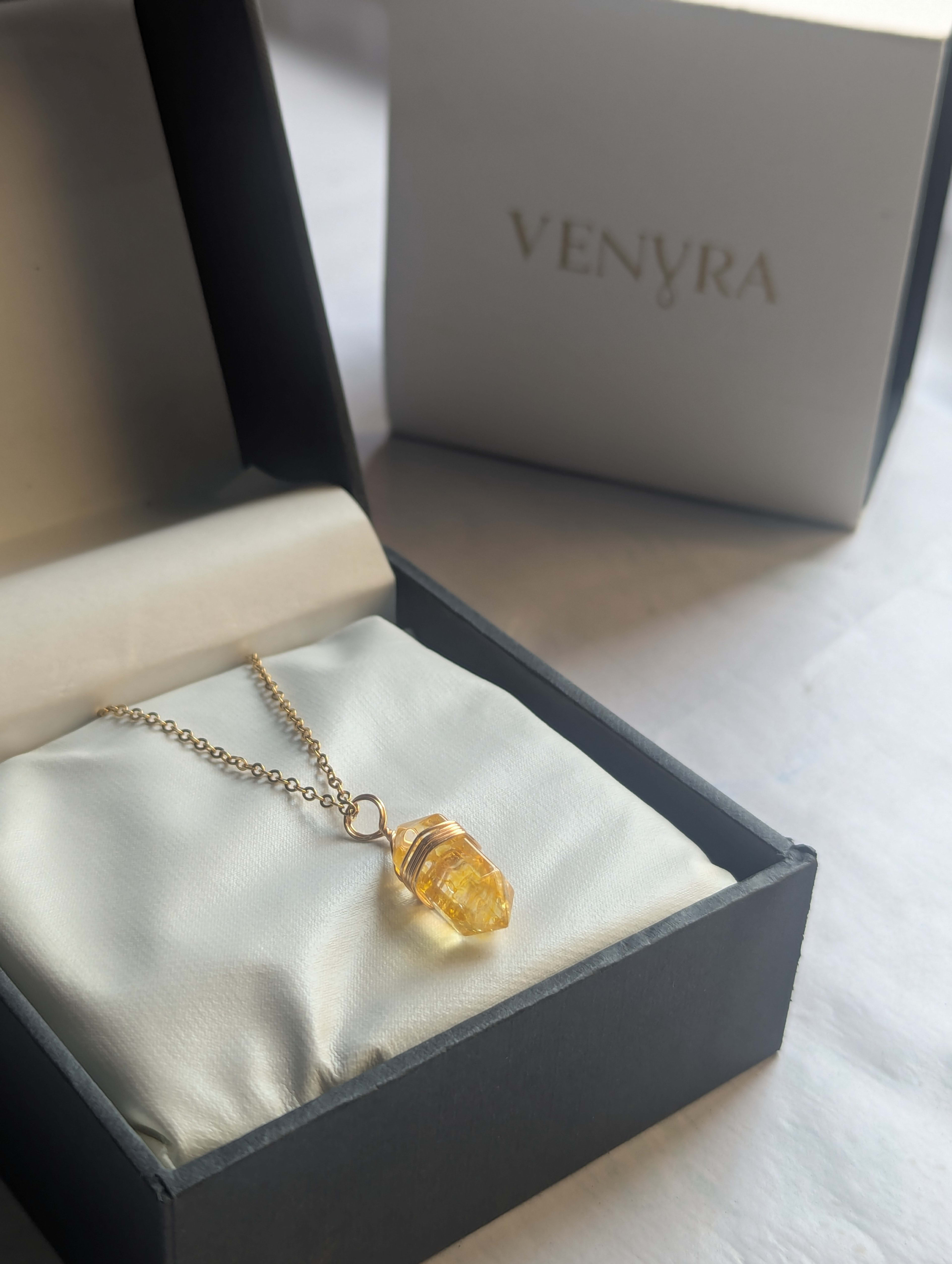 Yellow Quartz Pendant - Hexagonal view 2