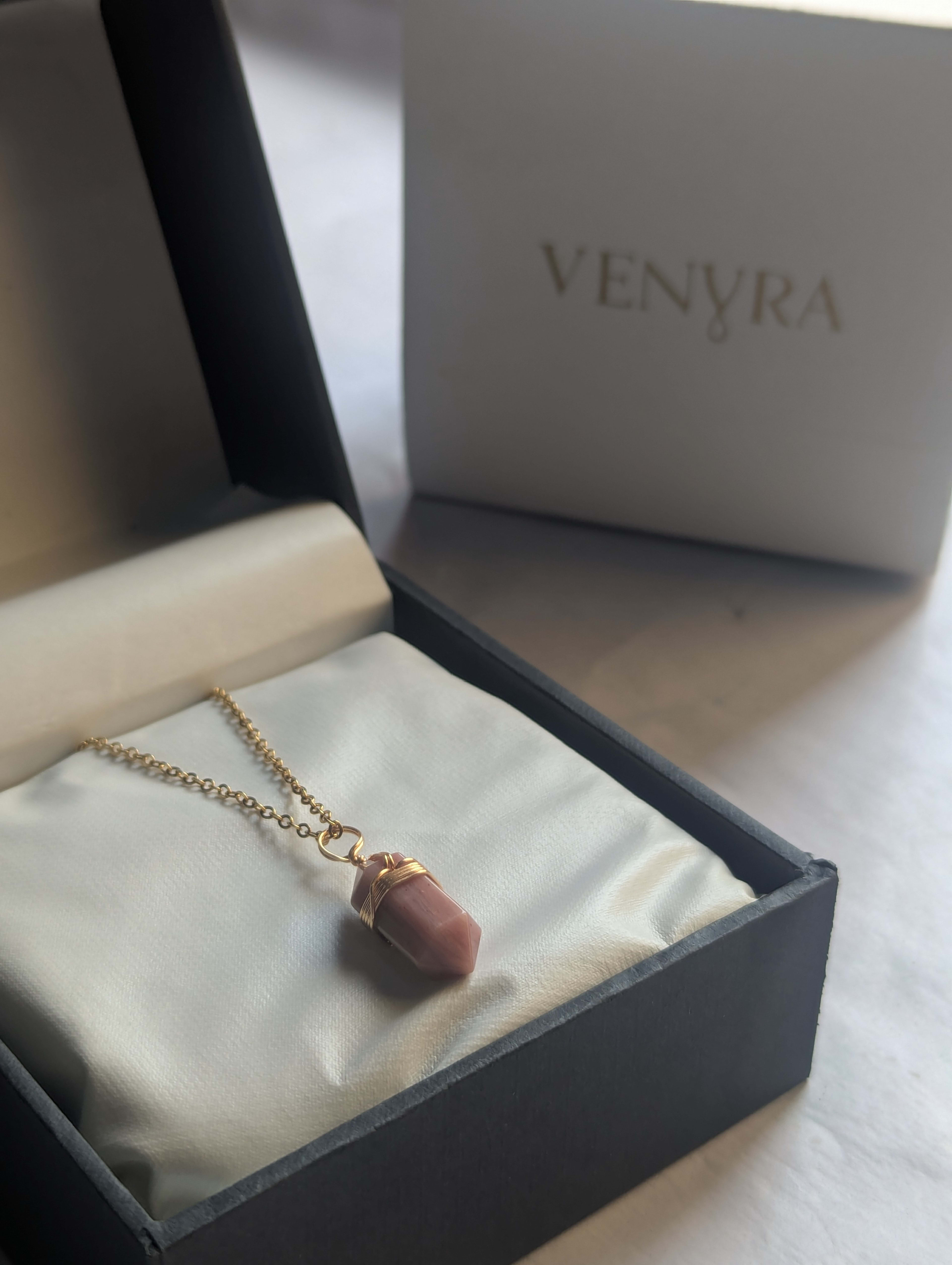 Rose Quartz Pendant - Hexagonal view 2