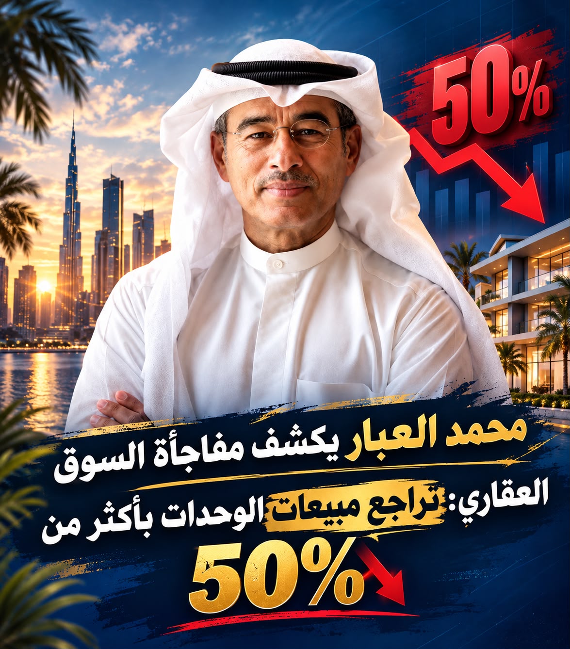 Surprise – Mohamed Al-Abbar: Real Estate Sales Drop by More Than 50%
