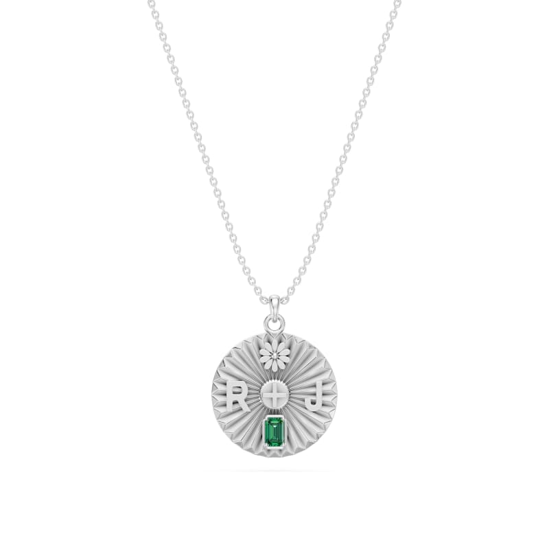 Emerald Birthstone name and symbol customizable pendant