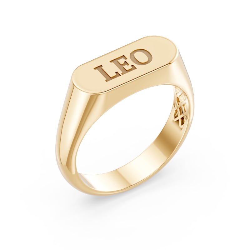 Gold name signet ring