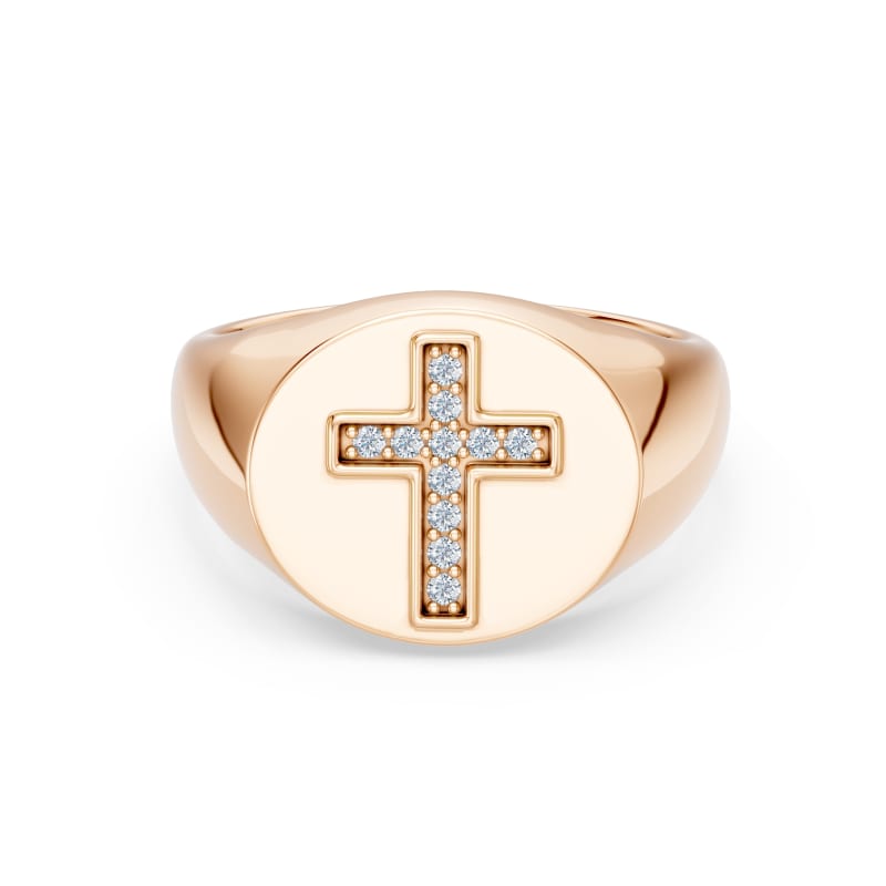 Lab Diamond Cross Signet ring