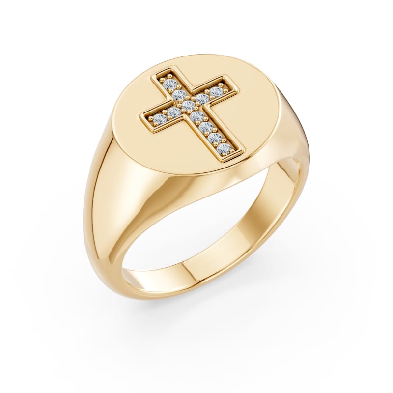 Lab Diamond Cross Signet ring