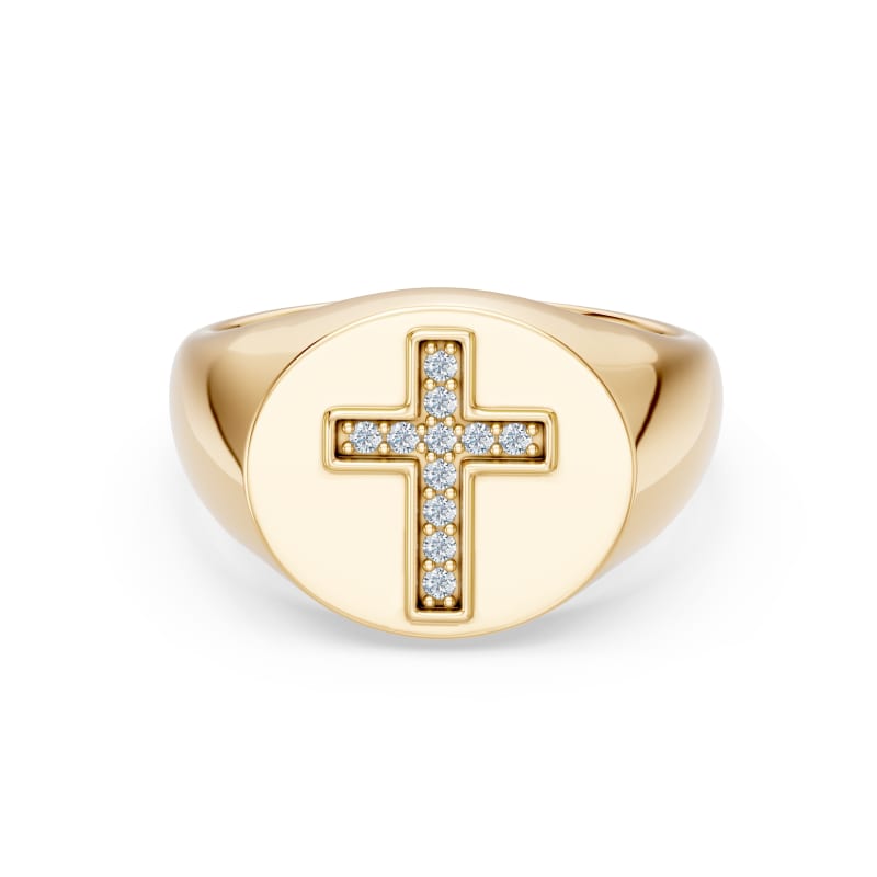 Lab Diamond Cross Signet ring
