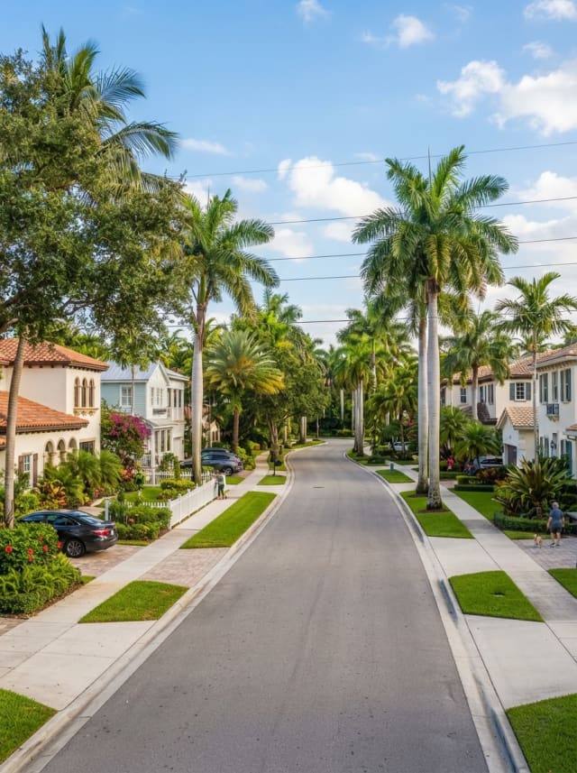 A well-kept suburban residential street