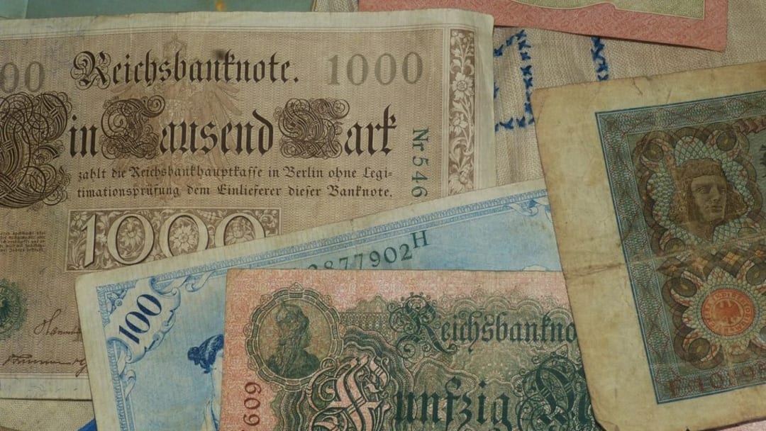 A pile of old, withdrawn banknotes