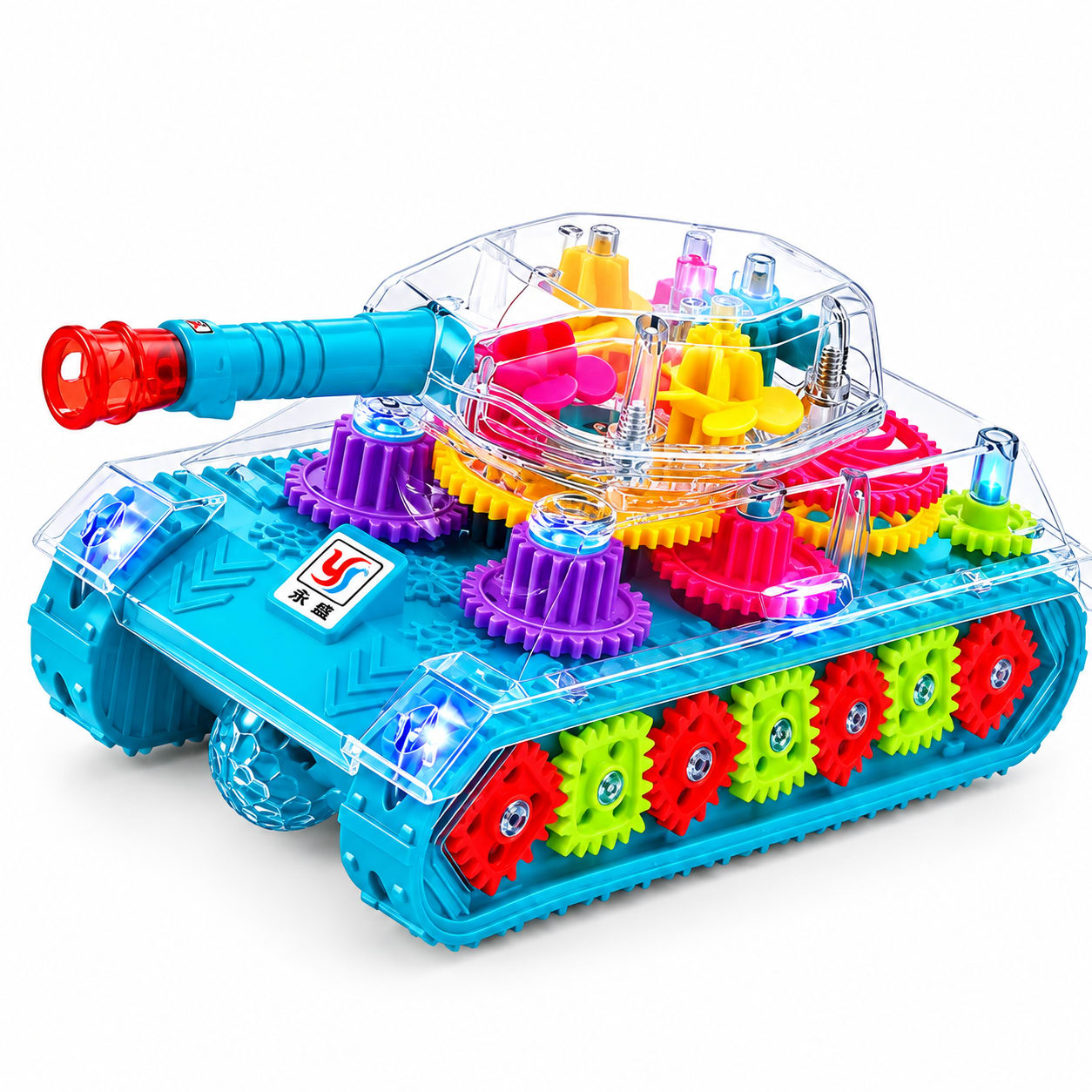 Transparent 3D Gear Tank – Light & Sound Toy for Kids