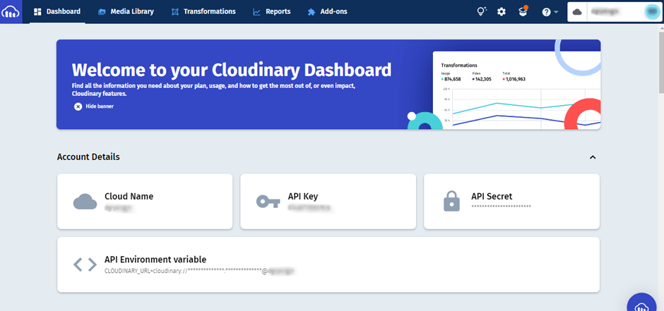 Cloudinary Dashboard