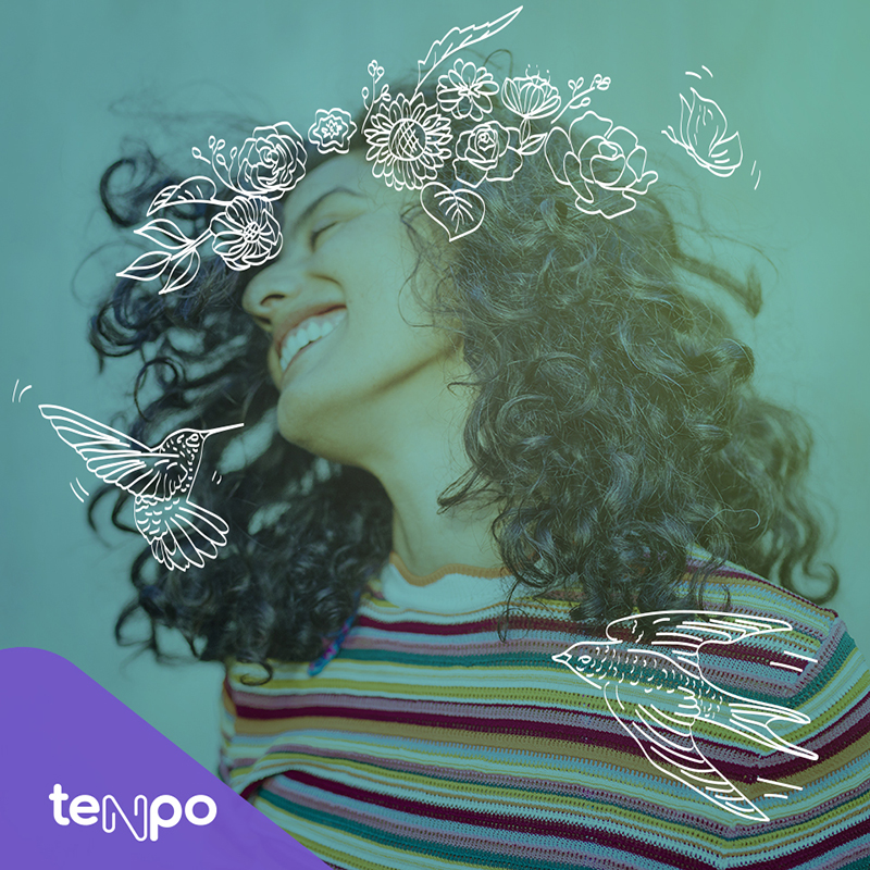Propuesta post mujer corona flores Tenpo App