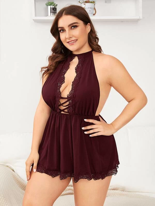 Lace Criss Cross Halter Dress