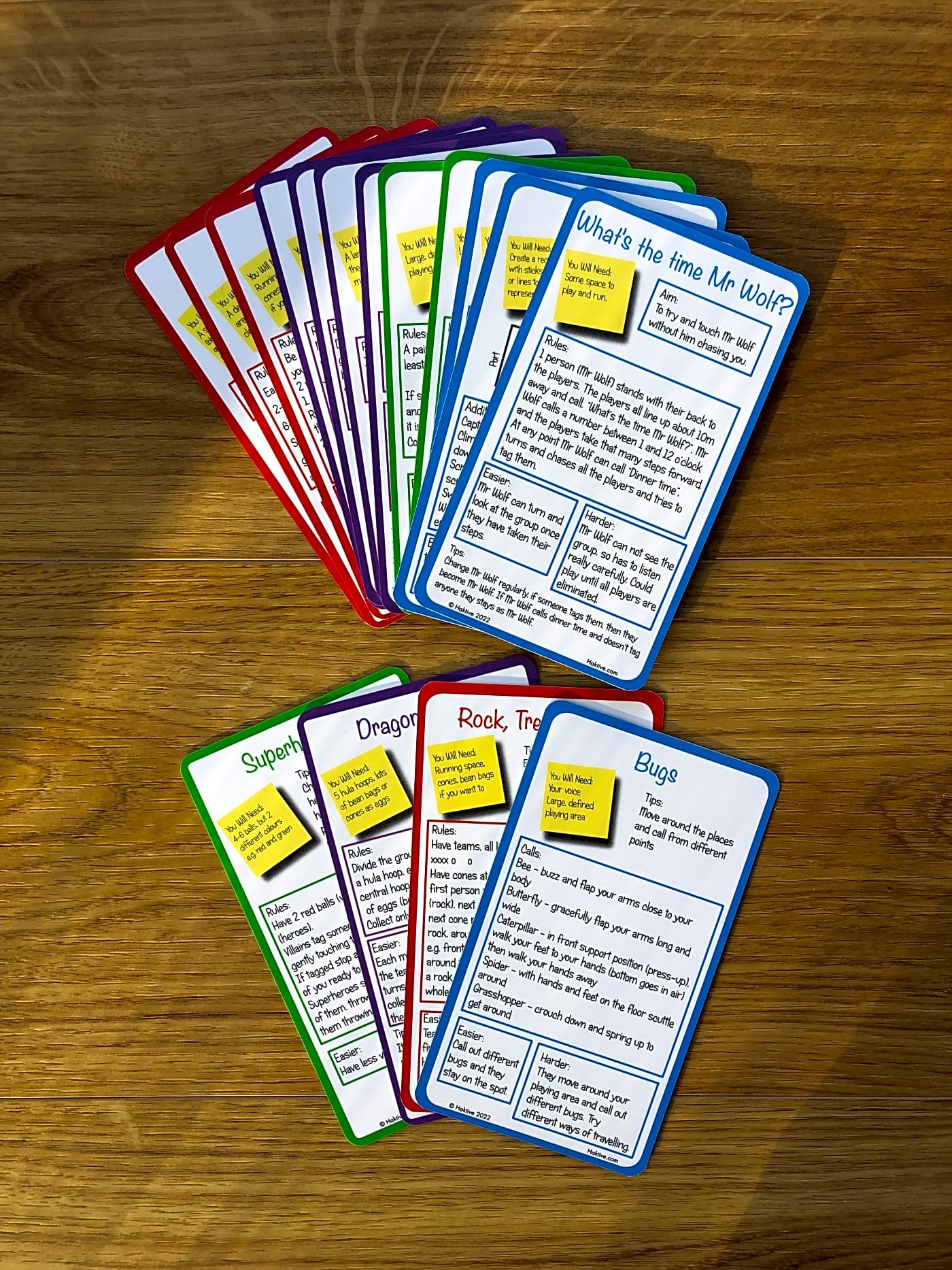 Colour-coded, and pocket sized Haktive cards.