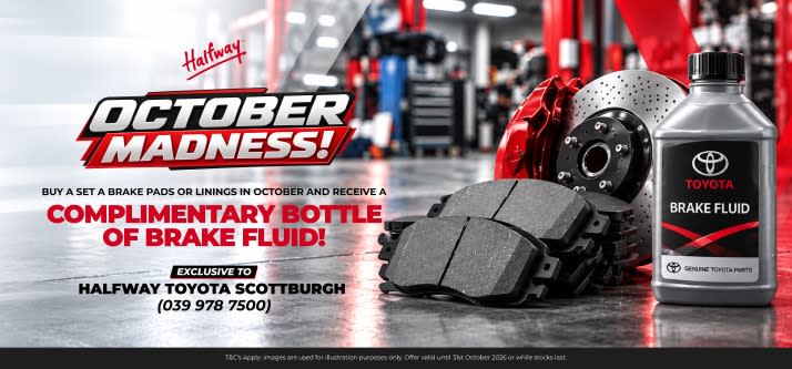 CLAIM YOUR COMPLIMENTARY BRAKE FLUID AT HALFWAY TOYOTA SCOTTBURGH