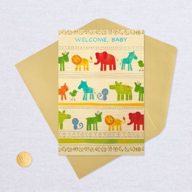 Colorful Animals New Baby Card