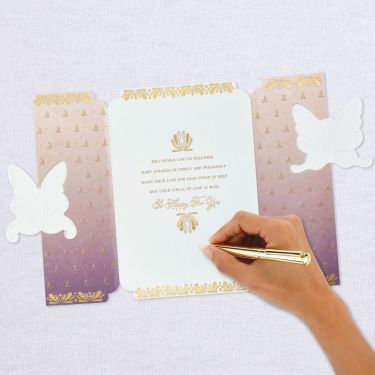 Golden Butterflies Wedding Card