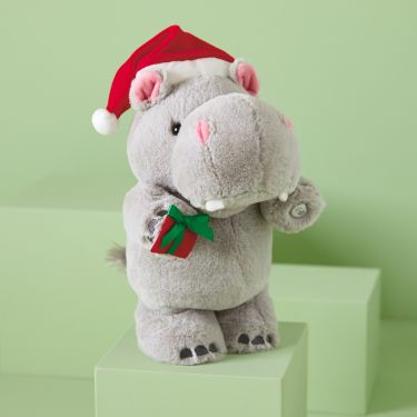 Musical Christmas Hippo Plush