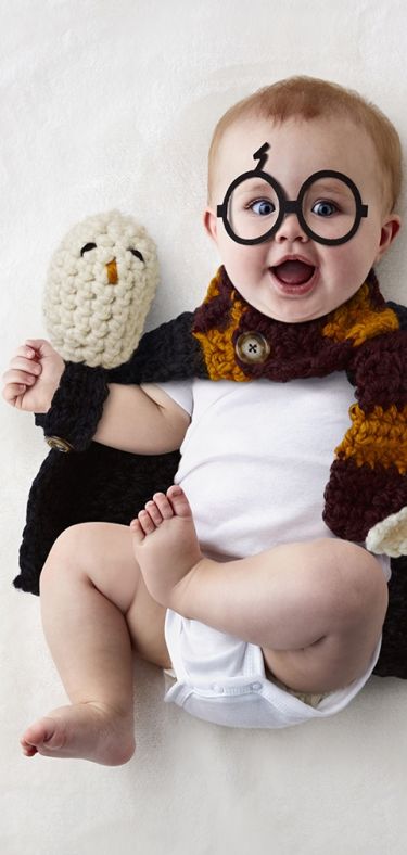 Crochet Scarf and Felt Eyeglasses Baby Photo Props