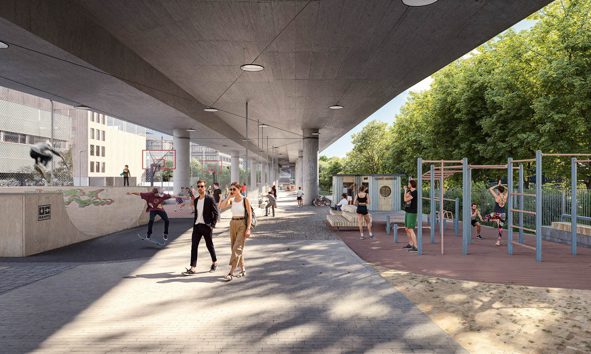 Visualisierung des Freiraum unter dem Viadukt