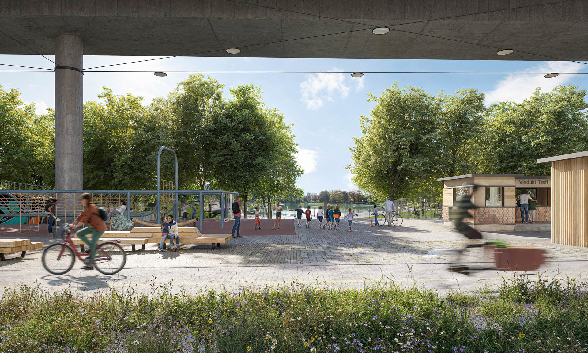 Visualisierung des Freiraum unter dem Viadukt