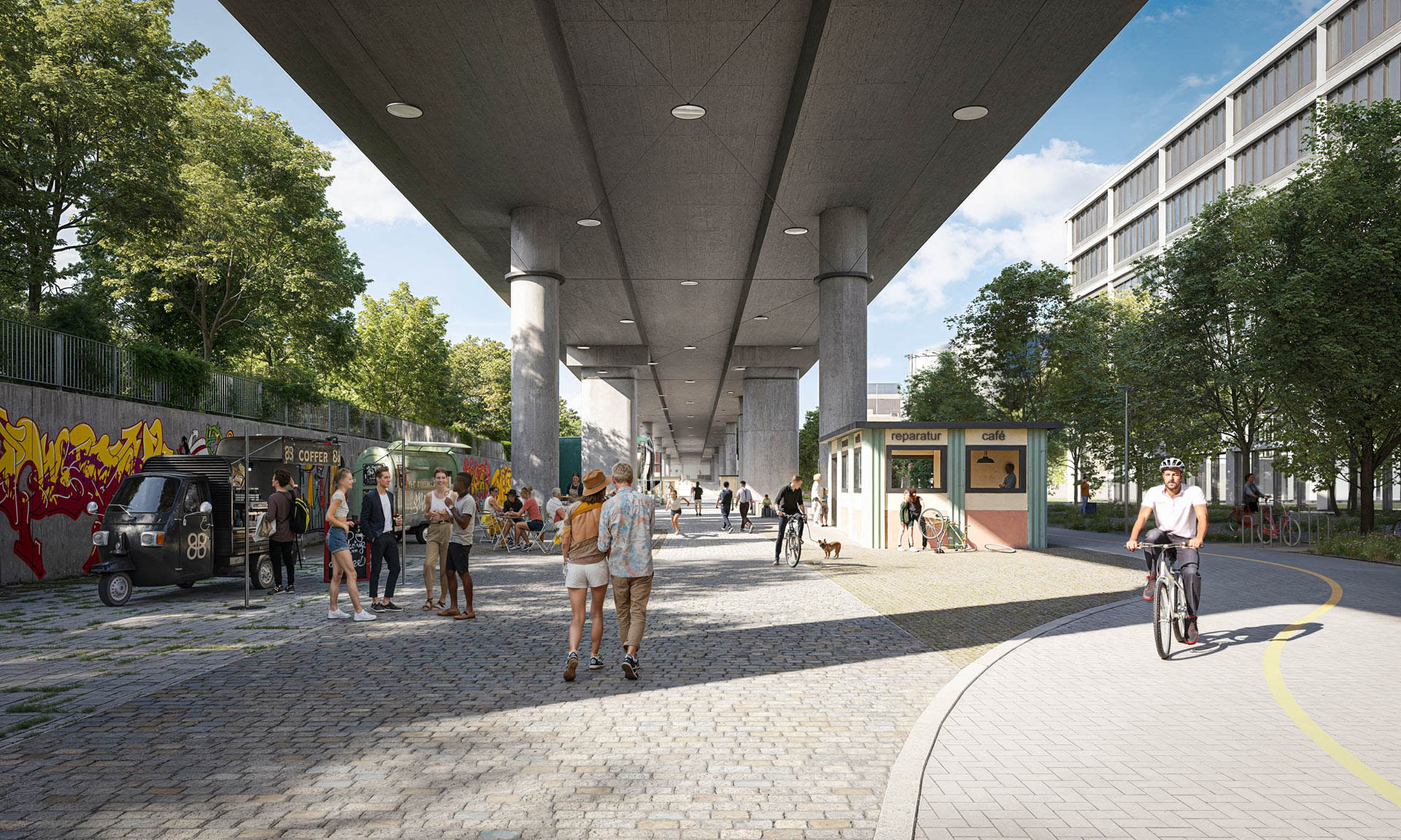Visualisierung des Freiraum unter dem Viadukt
