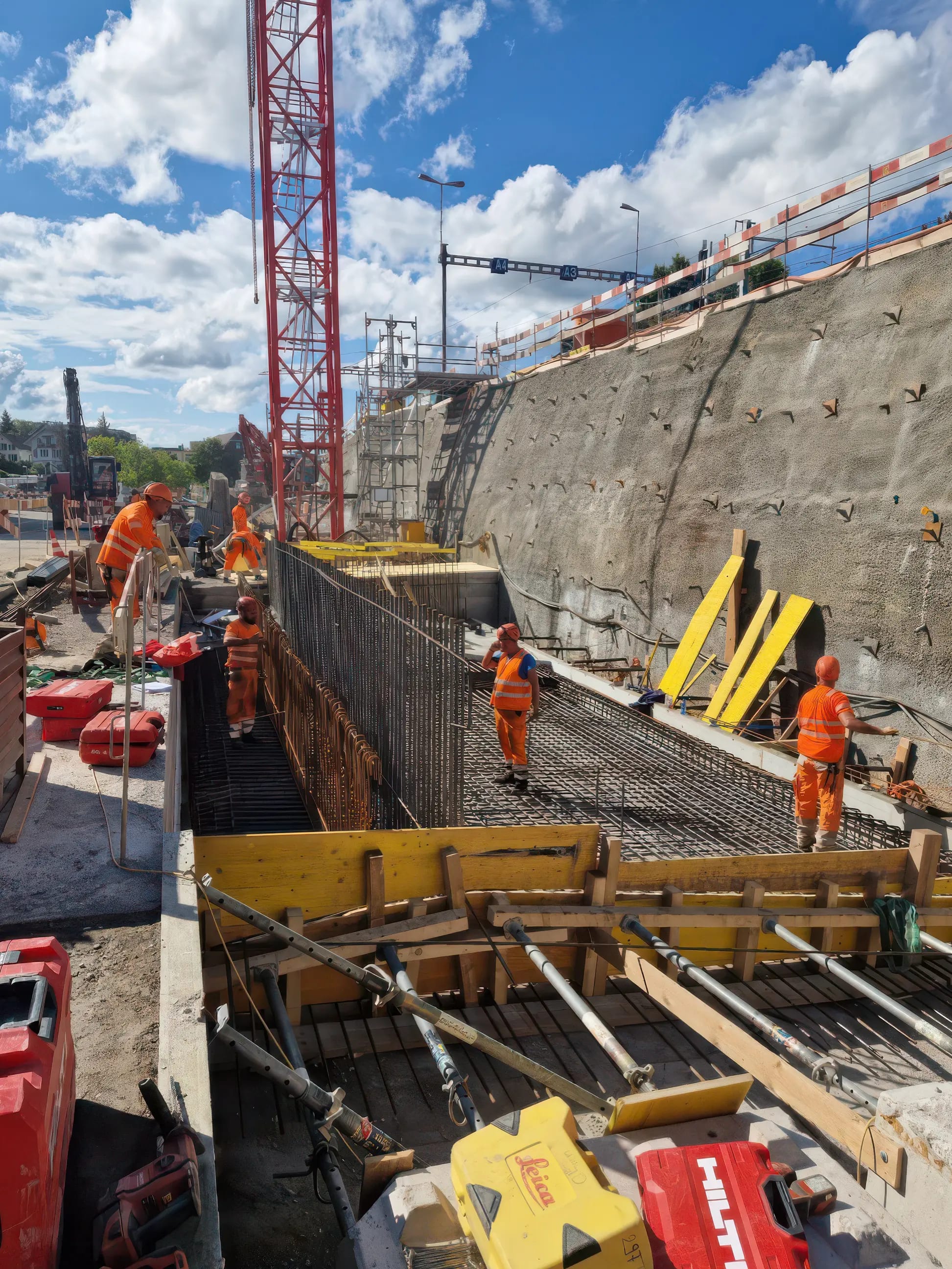 Fundament der Stützmauer für die neuen Perrons der Haltestelle Europaplatz Nord / Bild: SBB