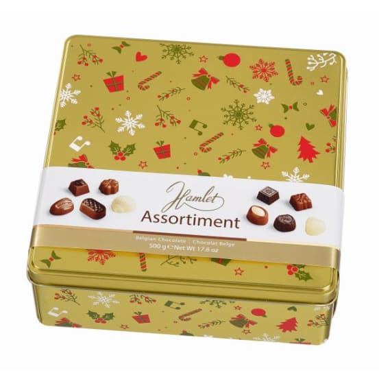 Chocolats de Noël - Boîte de chocolat rouge à partager 500g - Assortiment  de chocolats belges boite Métal 