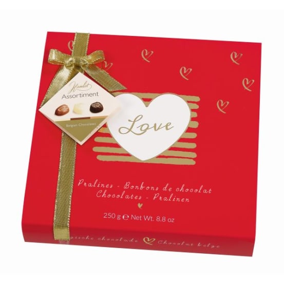 CHOCOLATES "LOVE" 250 G IN GIFT SLEEVE WITH RIBBON Delicious Belgian