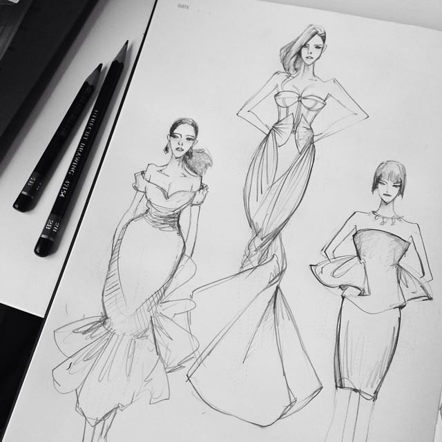 Fashion design sketches Royalty Free Vector Image