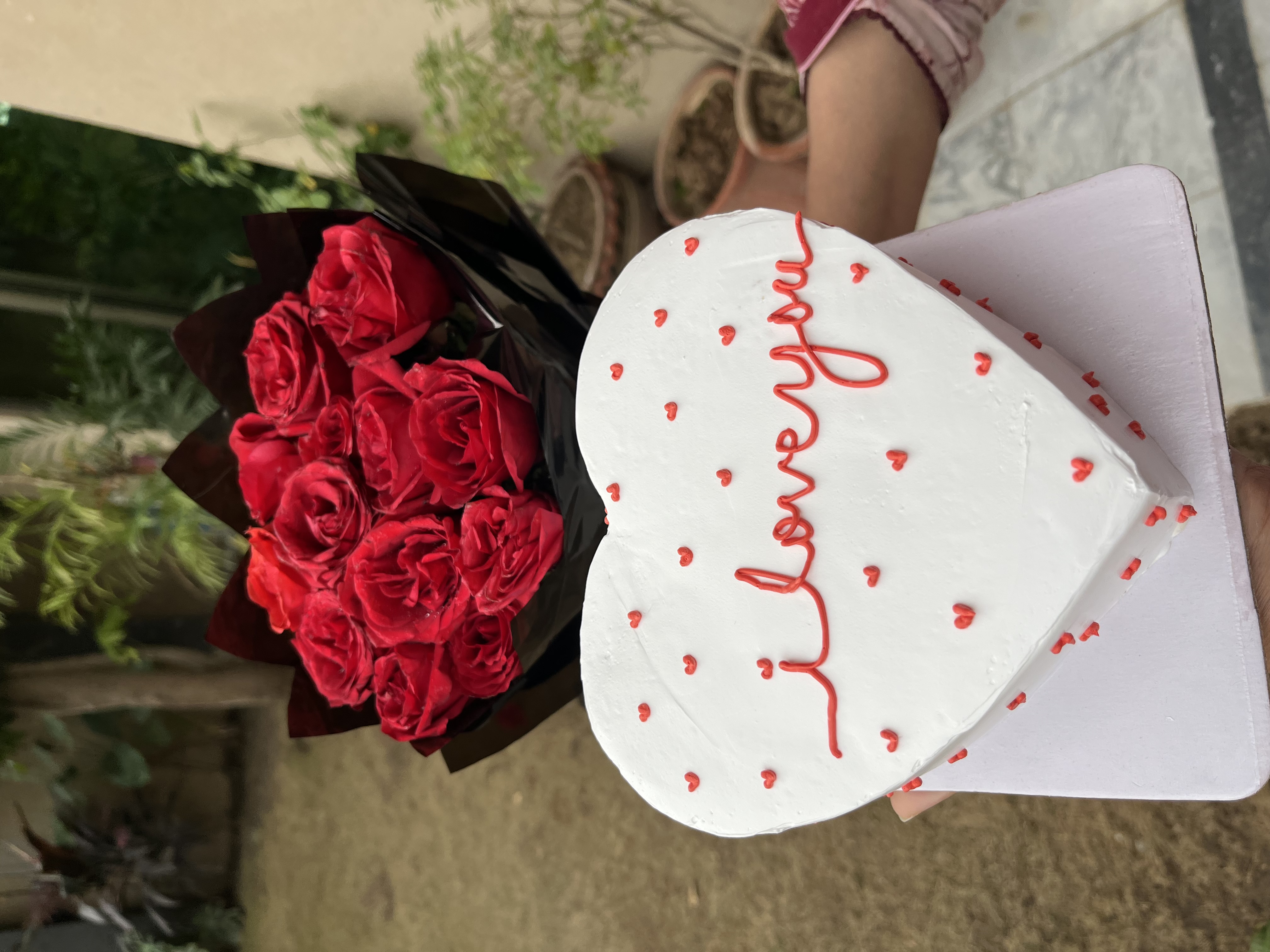 I Love You Heart Cake with Roses
