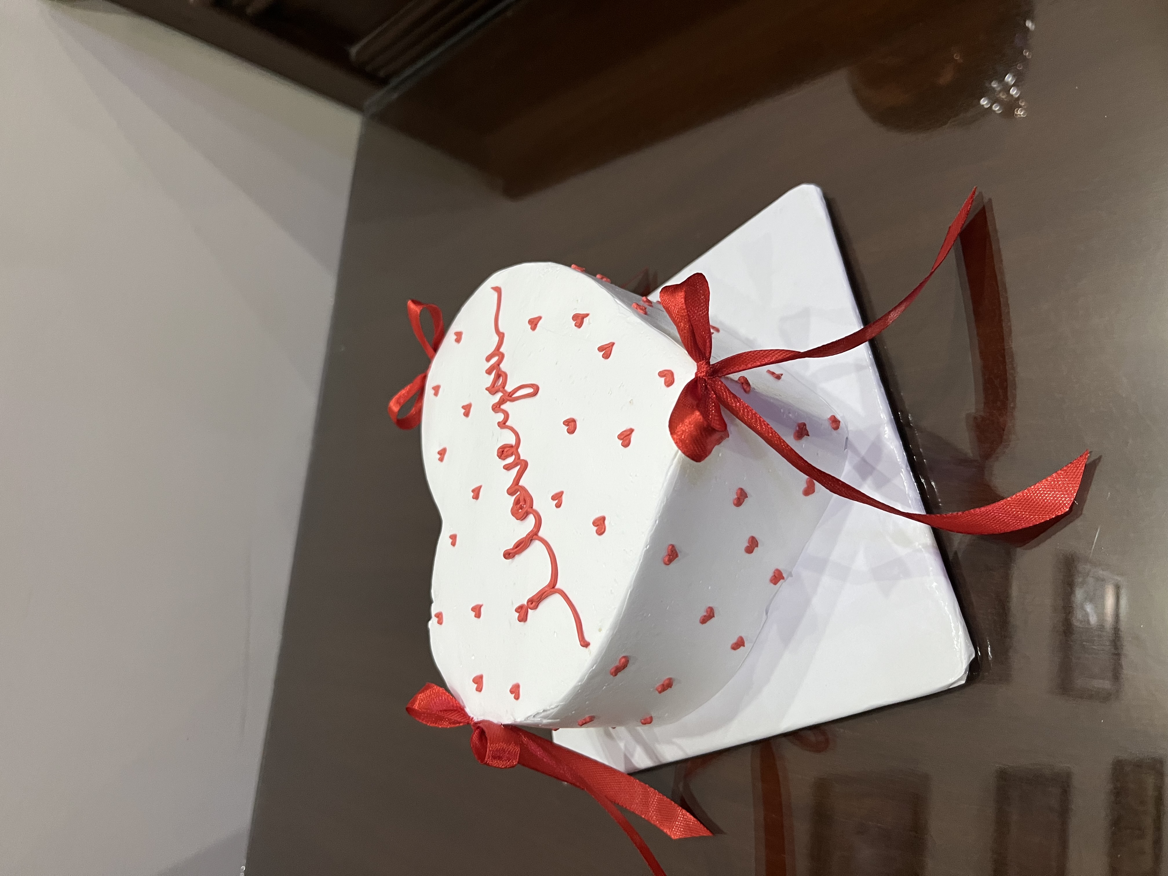 Heart I Love You Ribbon Cake