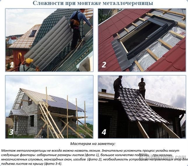 сложности при установке металлочерепицы