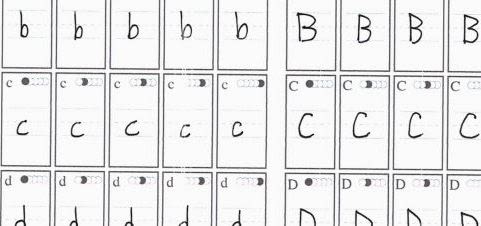 Example of different handwritten characters